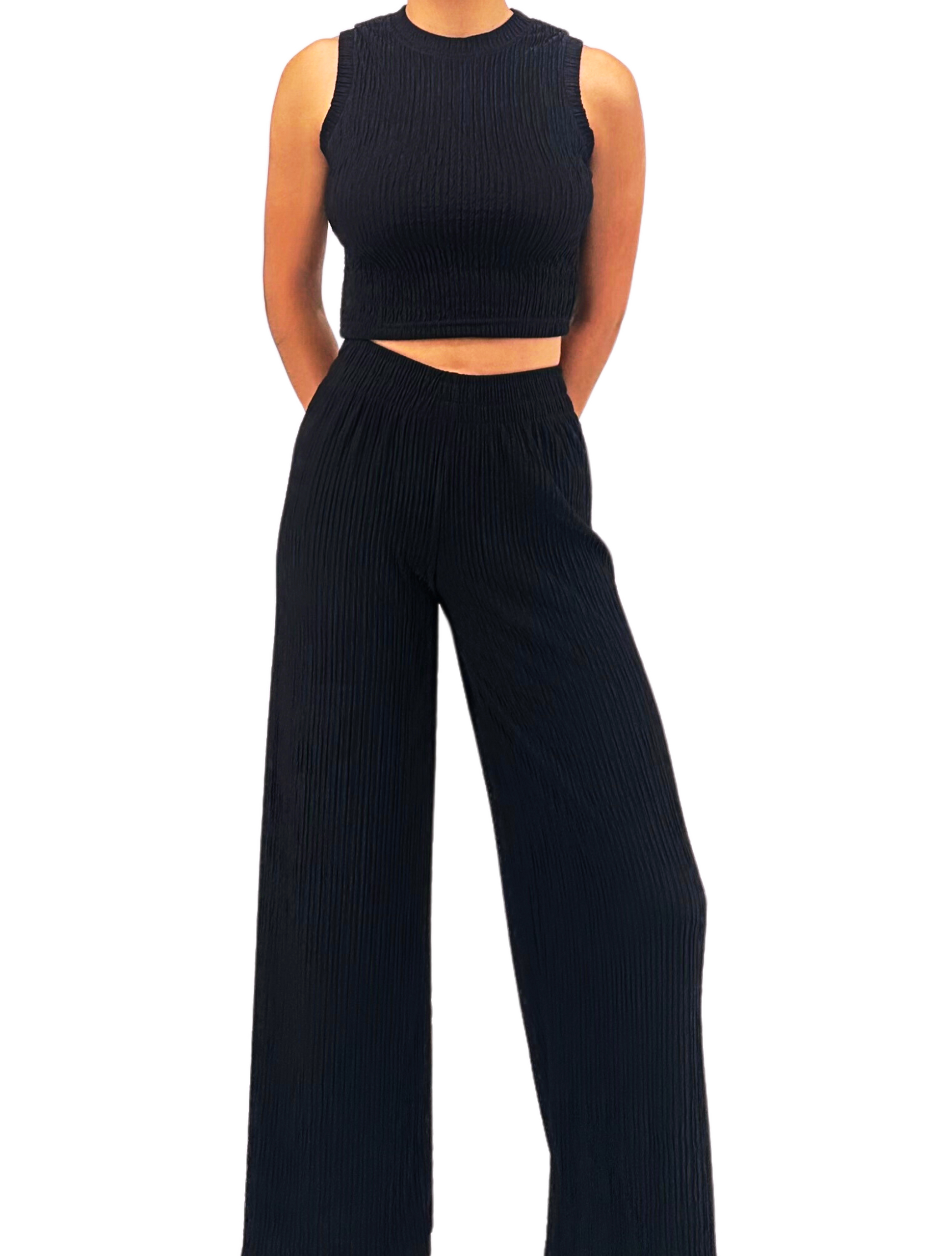 TKMK Lounge wear set 【BLACK】 Live2Lounge Women's 4-Piece Pajama Set – Soft Hacci Knit